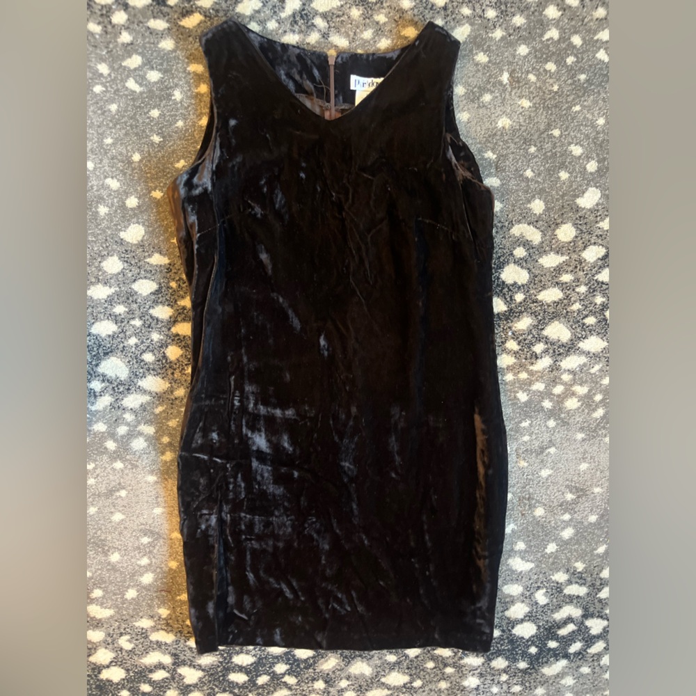 Vintage 90s Paradox brown crushed velvet dress M